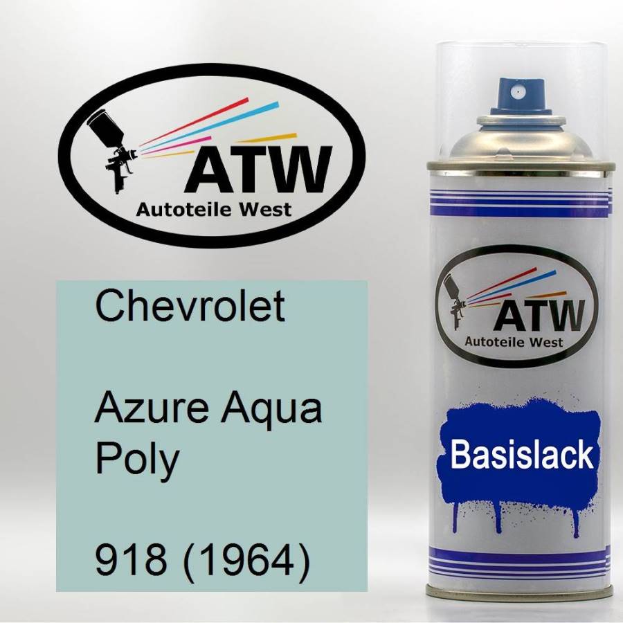 Chevrolet, Azure Aqua Poly, 918 (1964): 400ml Sprühdose, von ATW Autoteile West.